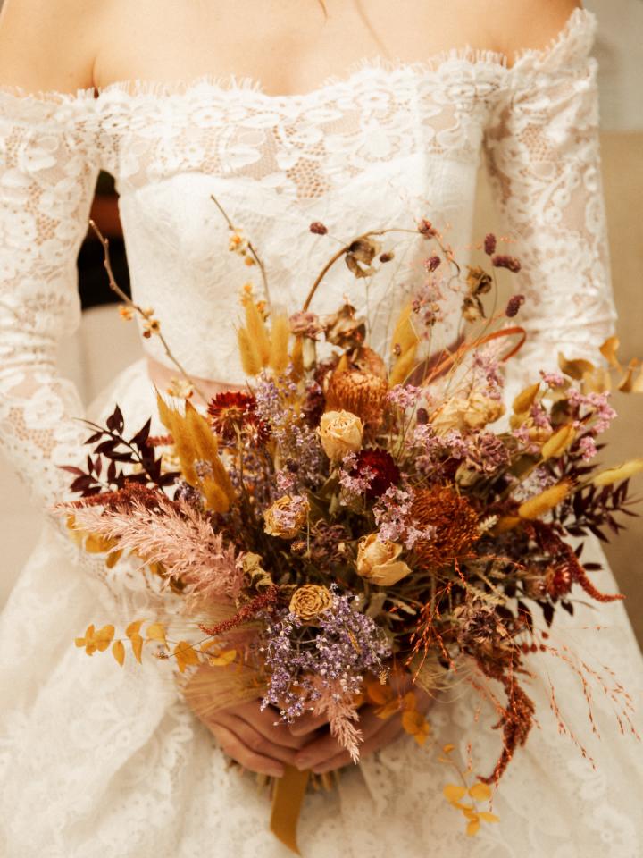 bruidsboeket droogbloemen | herfstboeket trouwboeket