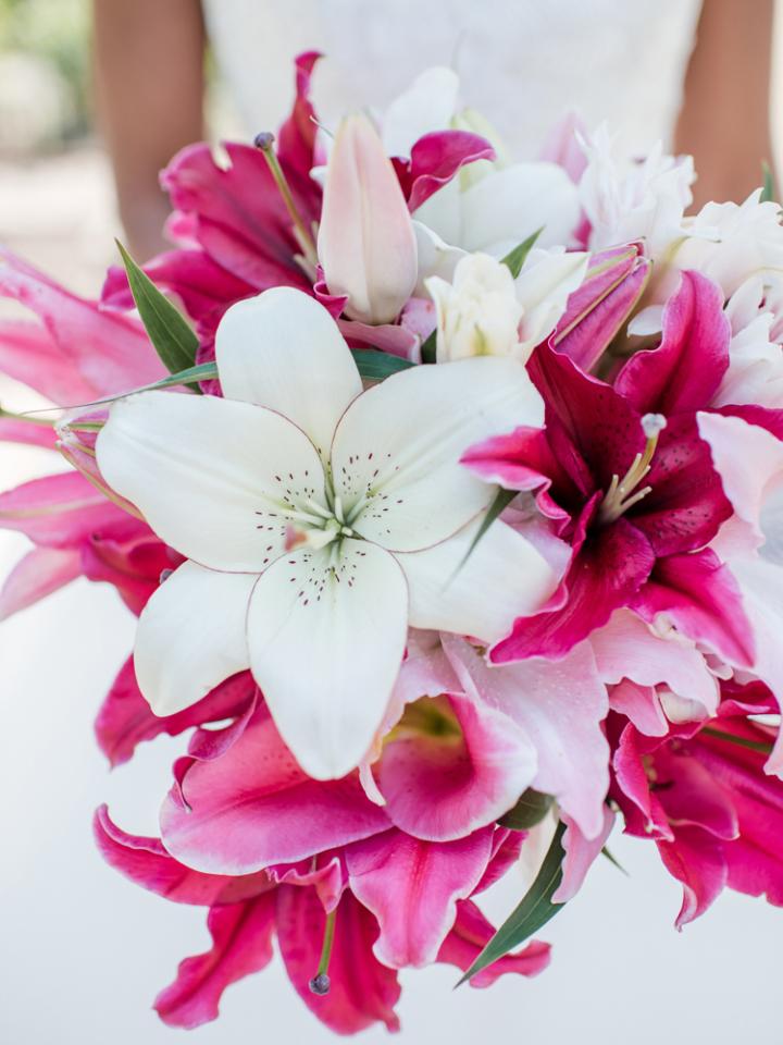 bruidsboeket met lelies | roze en witte lelie boeket